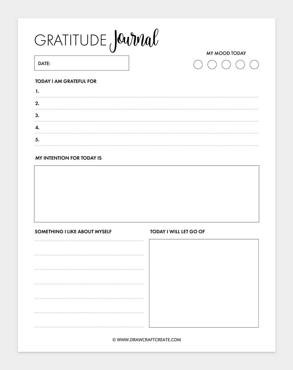 free printable gratitude journal template