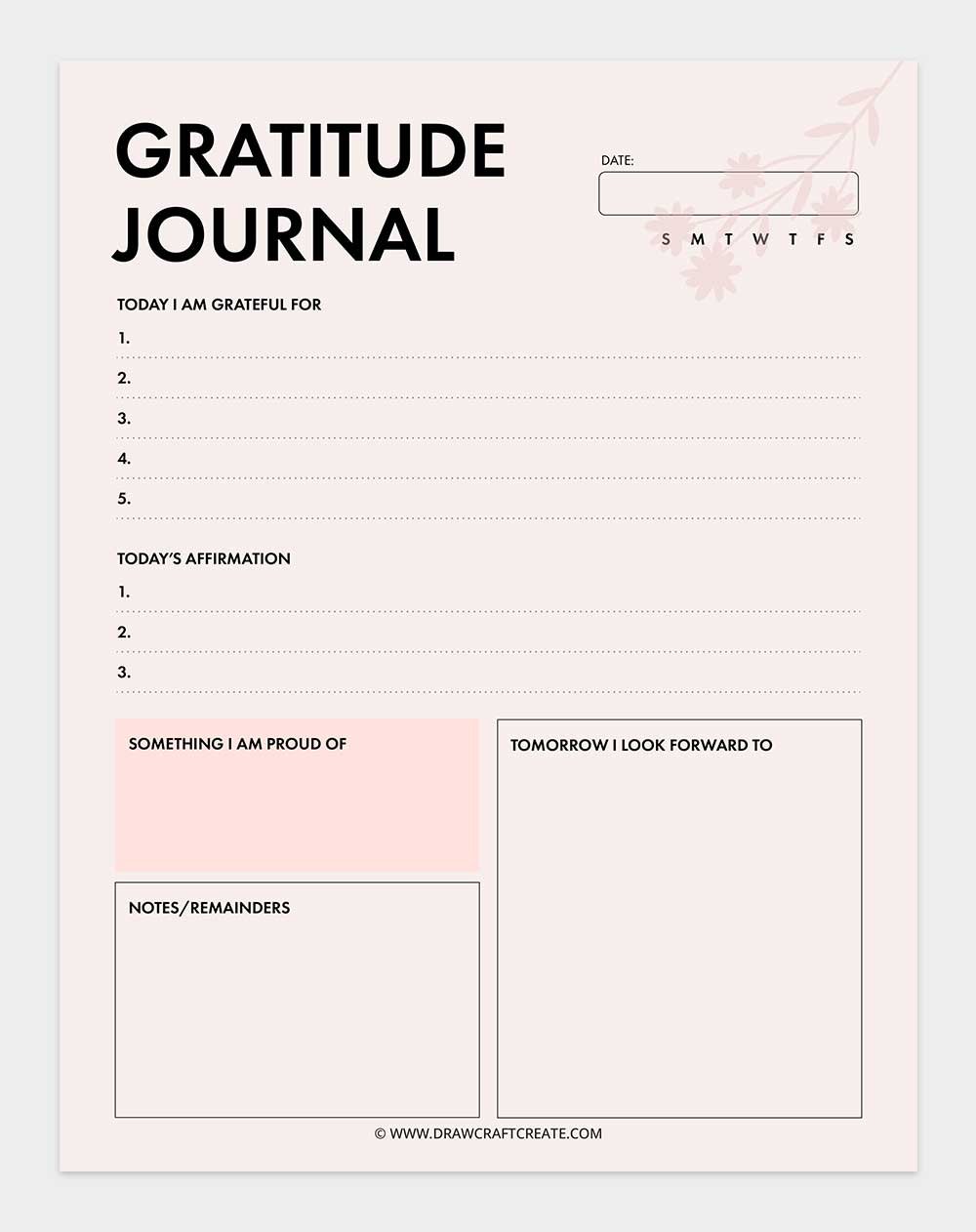 free printable gratitude journal template