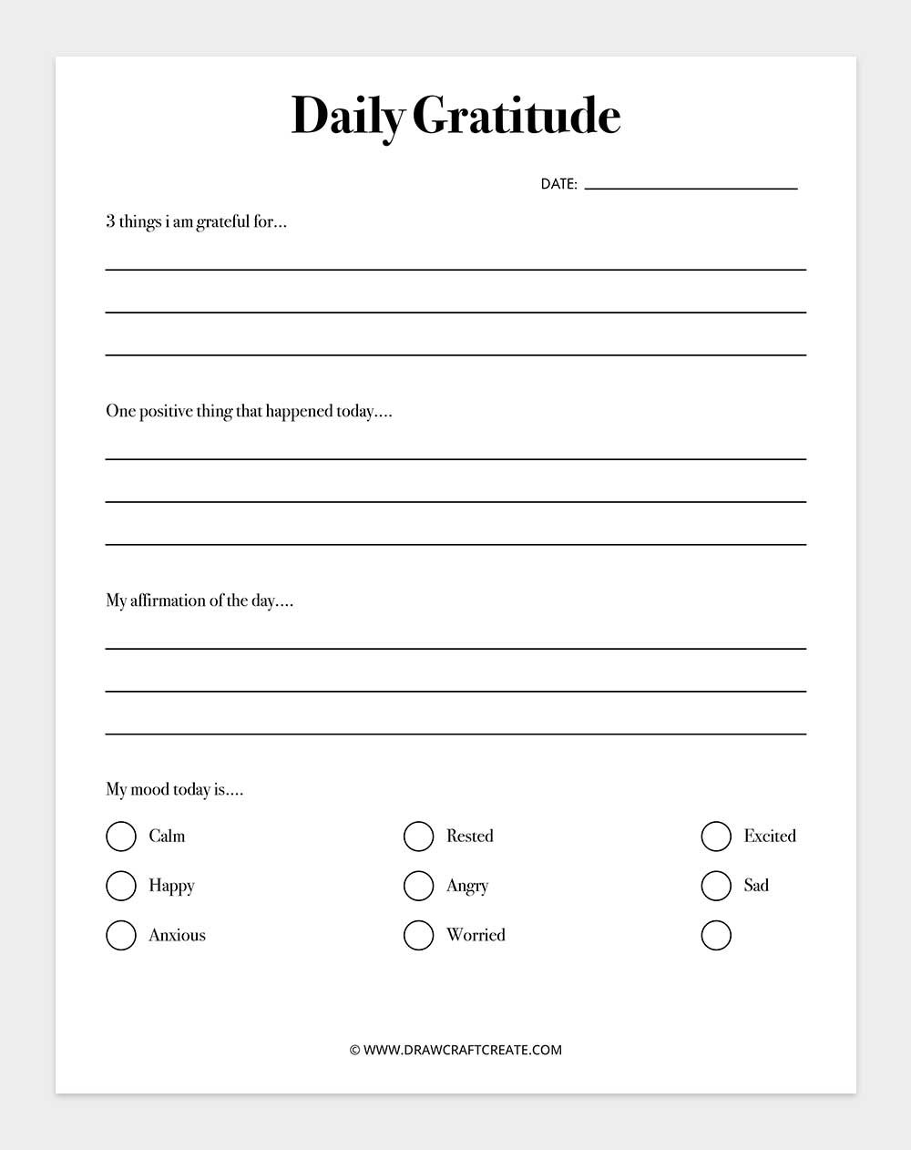 free printable gratitude journal template