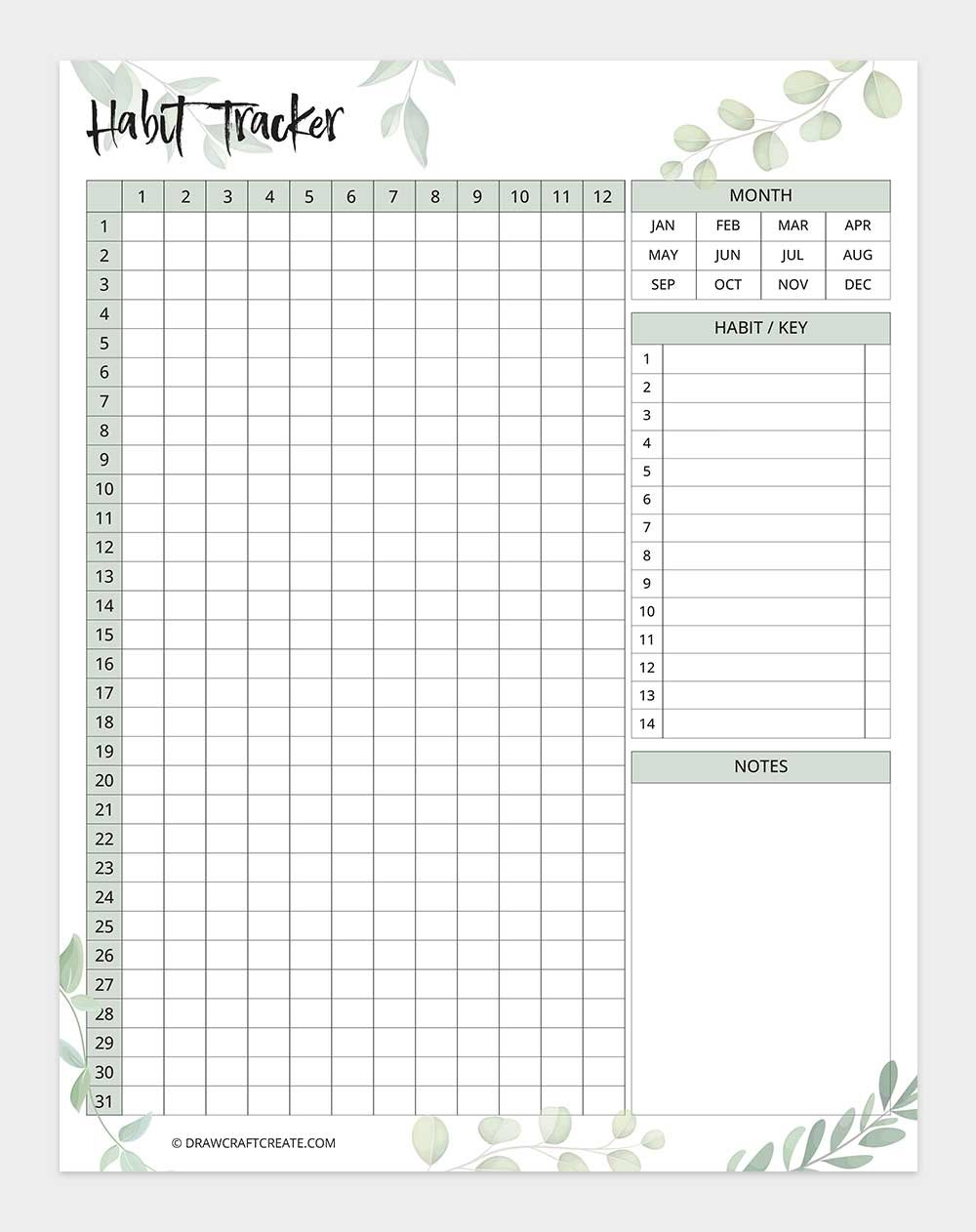 free printable habit tracker