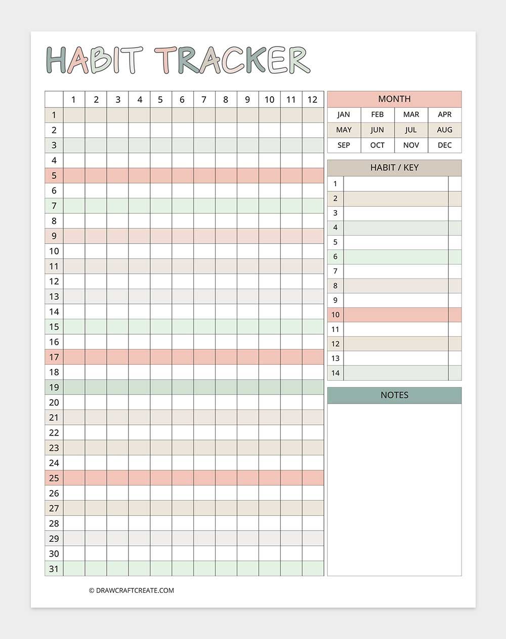 free printable habit tracker