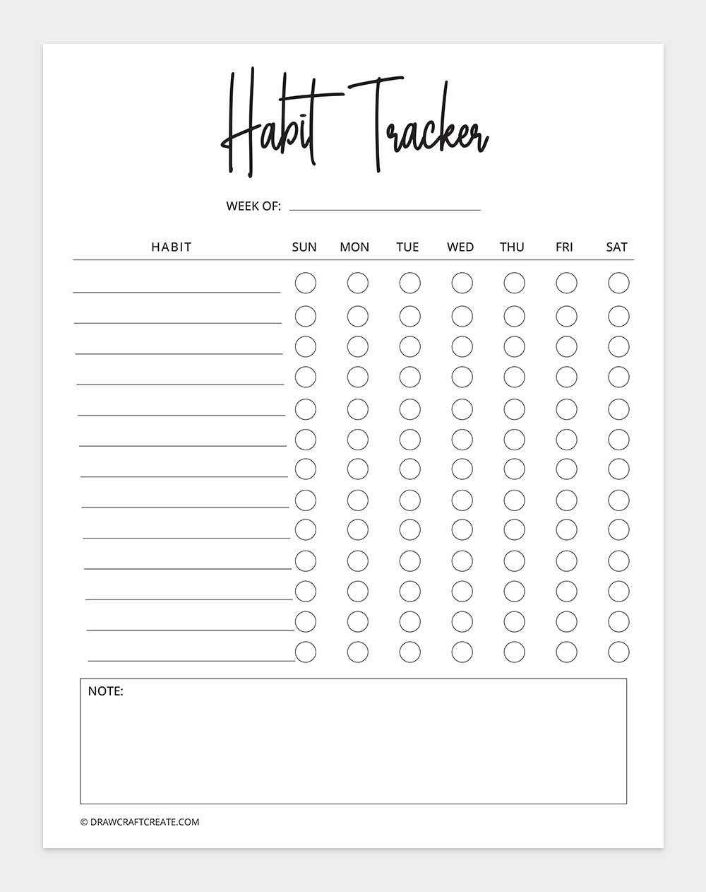 free printable habit tracker