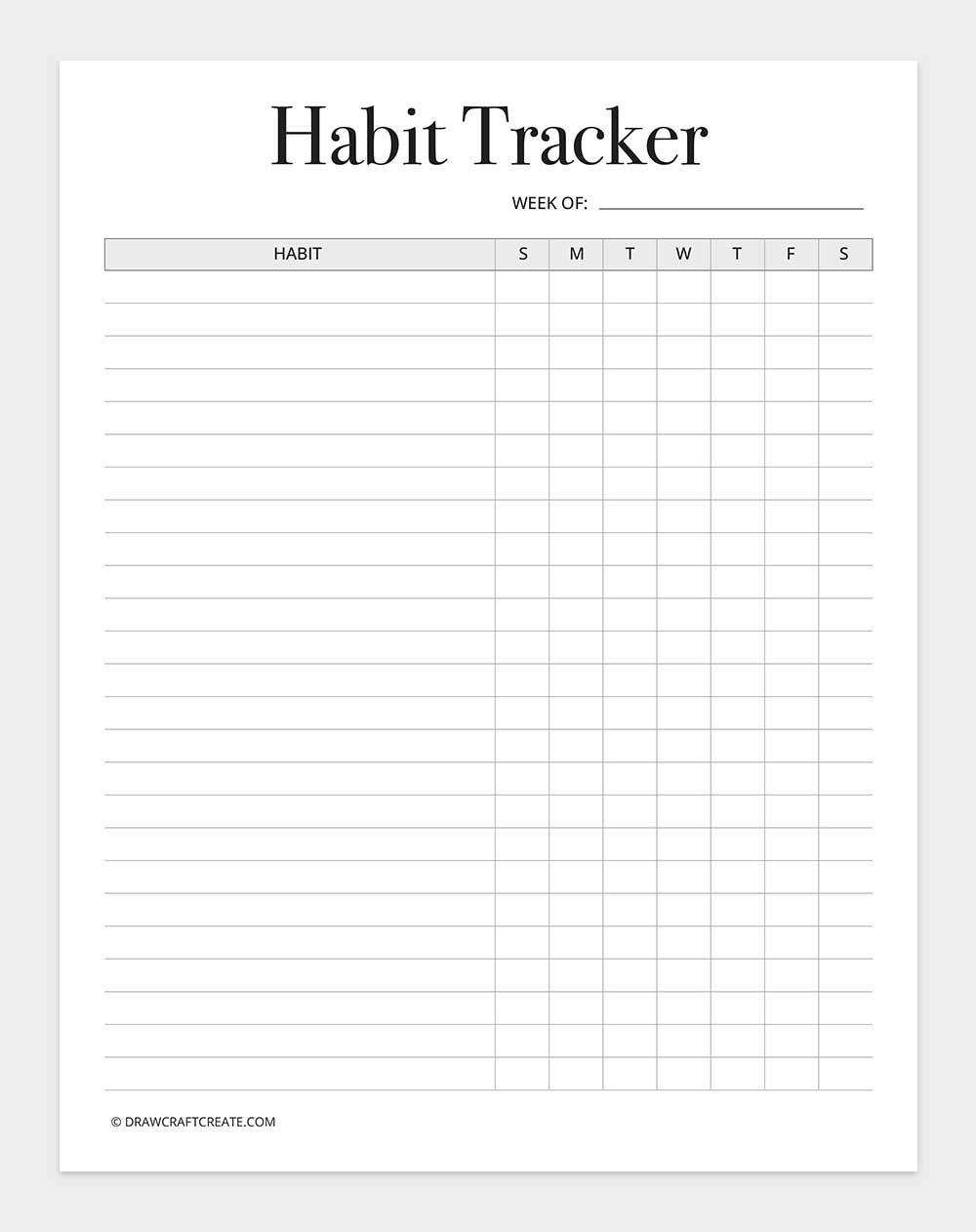 free printable habit tracker
