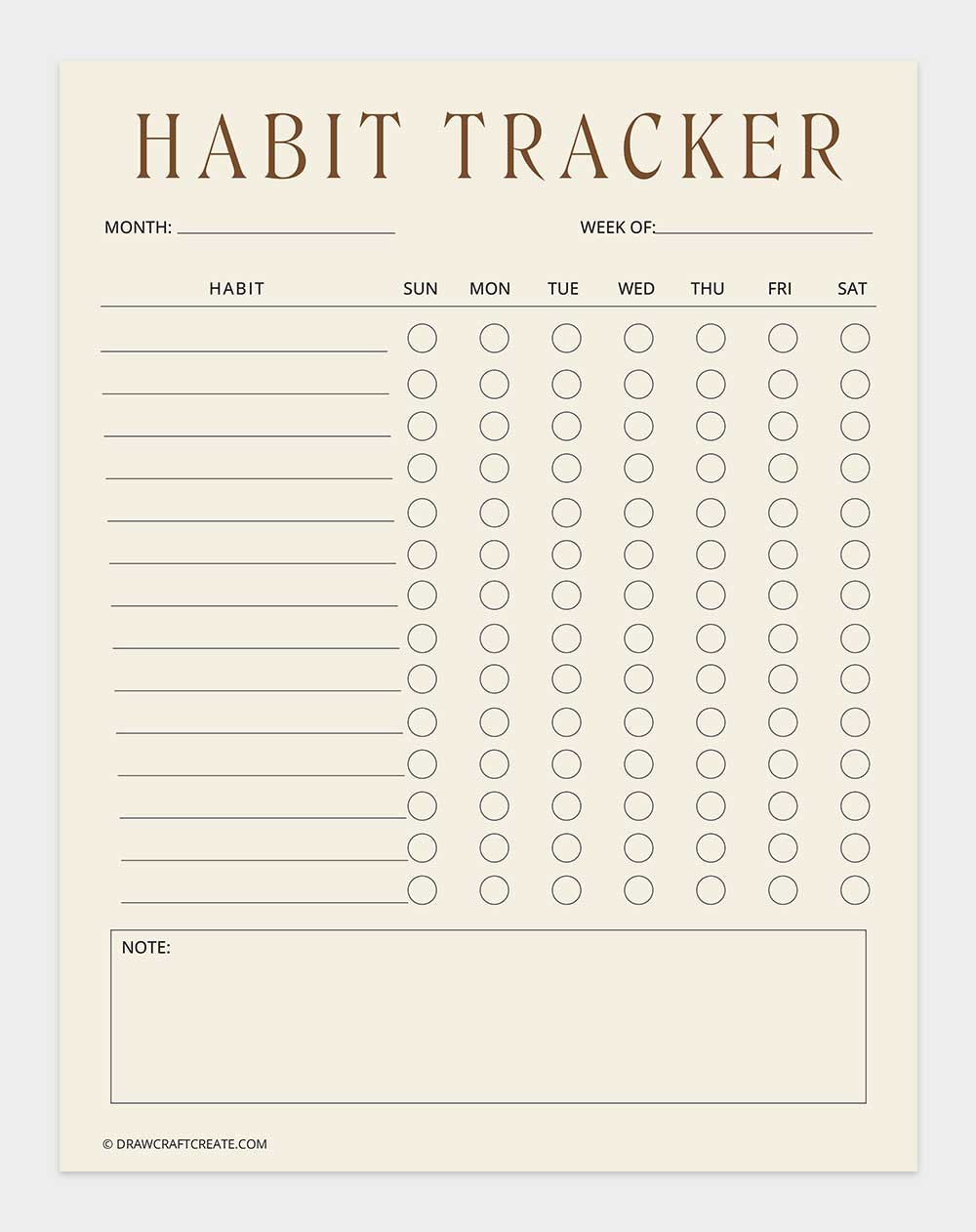 free printable habit tracker