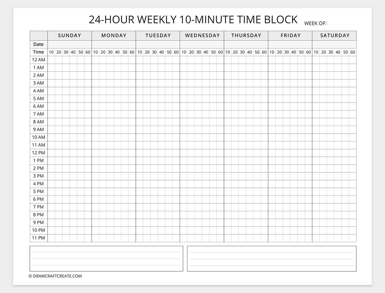 free printable time blocking template
