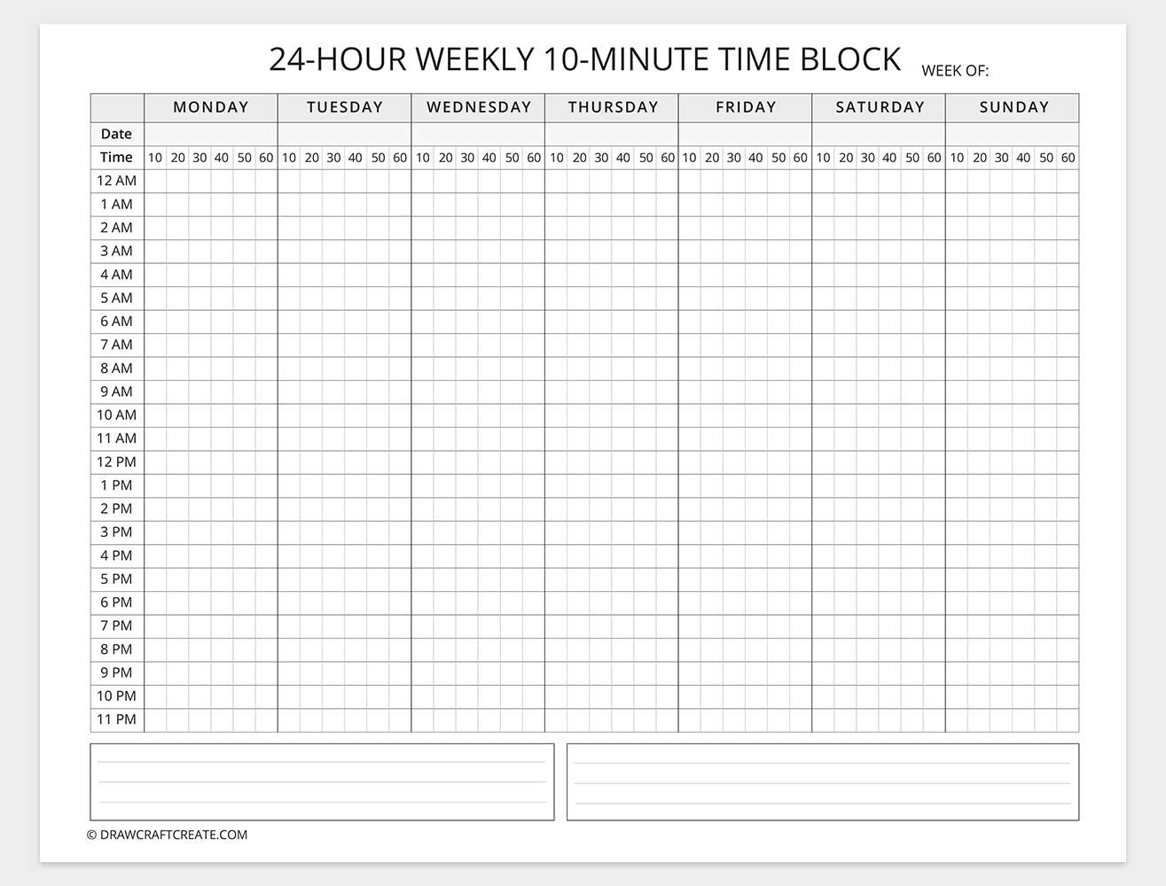 free printable time blocking template