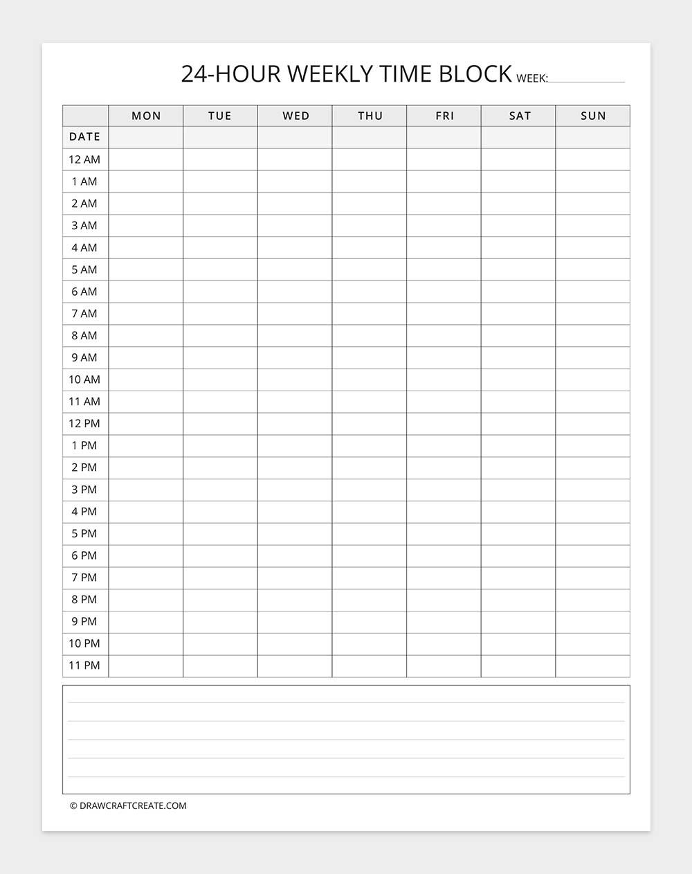 free printable time blocking template