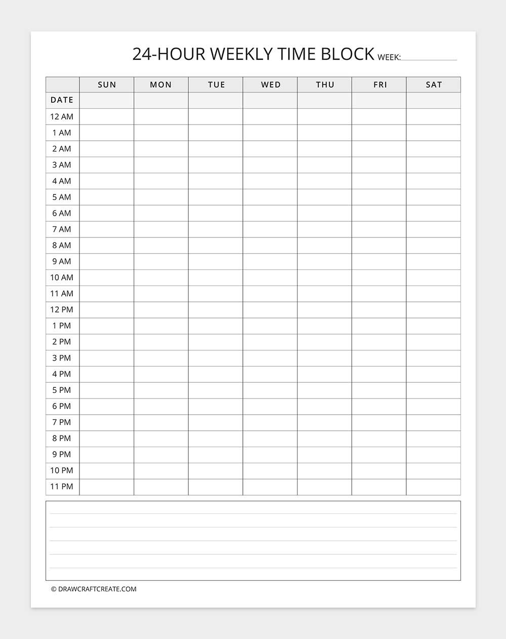 free printable time blocking template