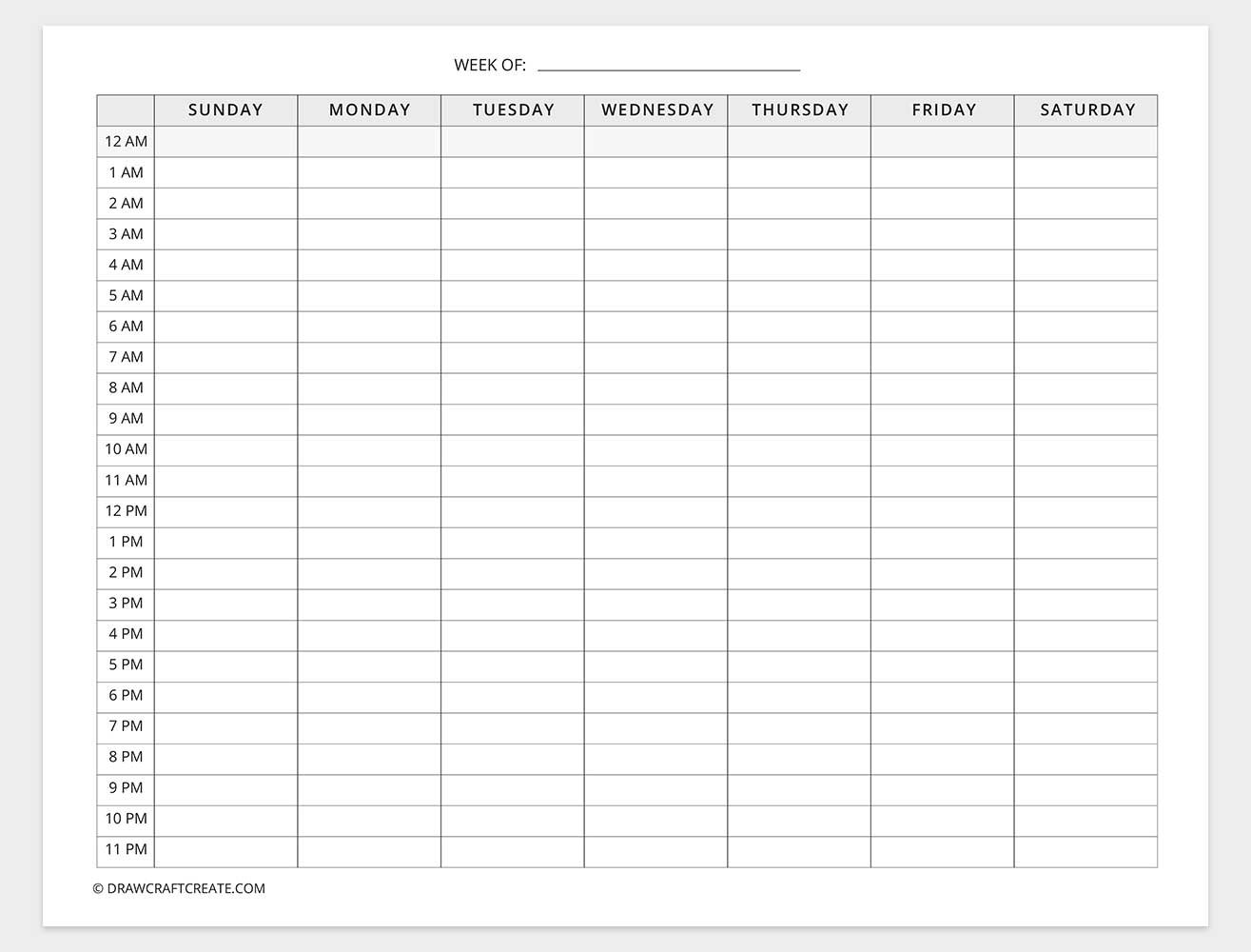 free printable time blocking template