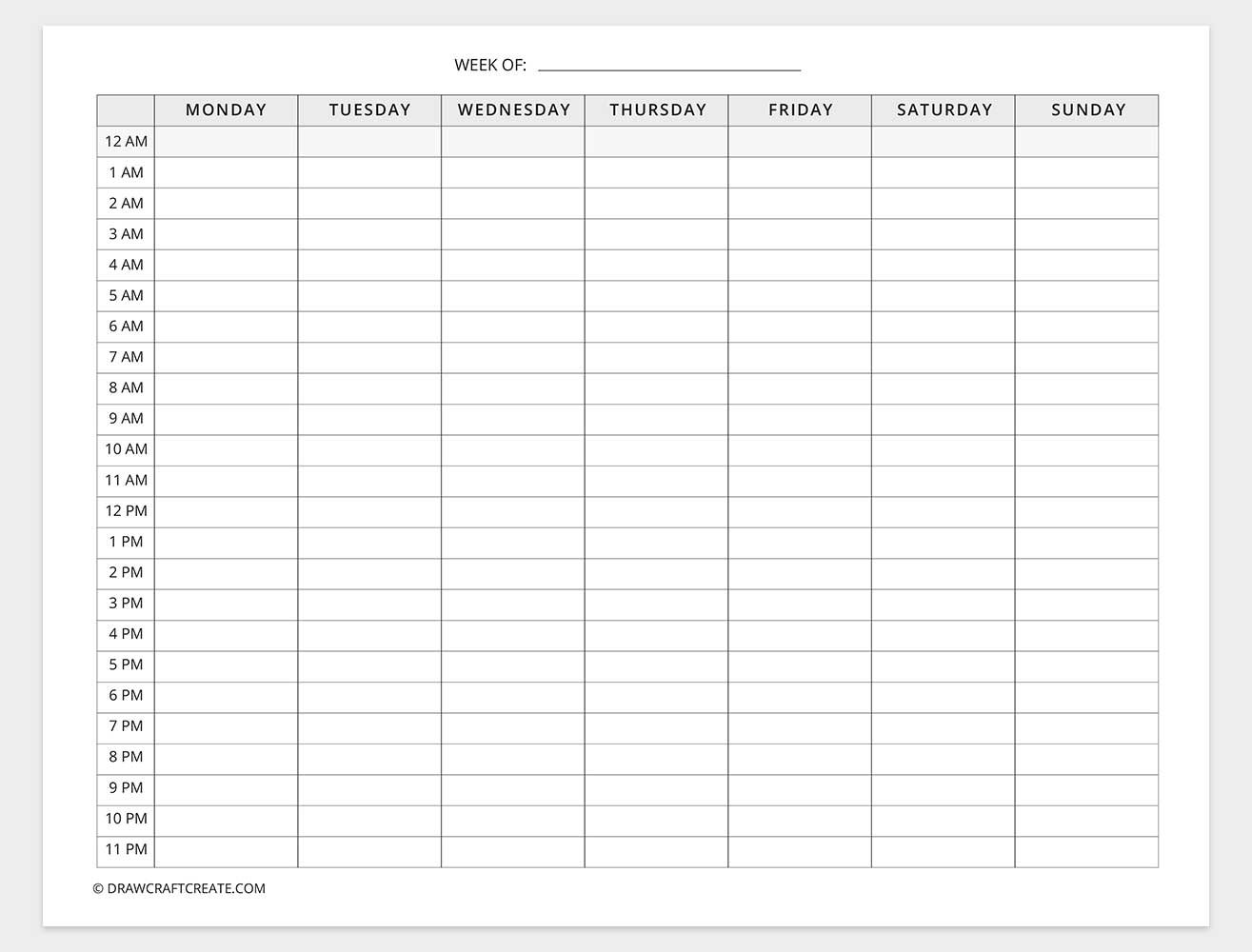 free printable time blocking template