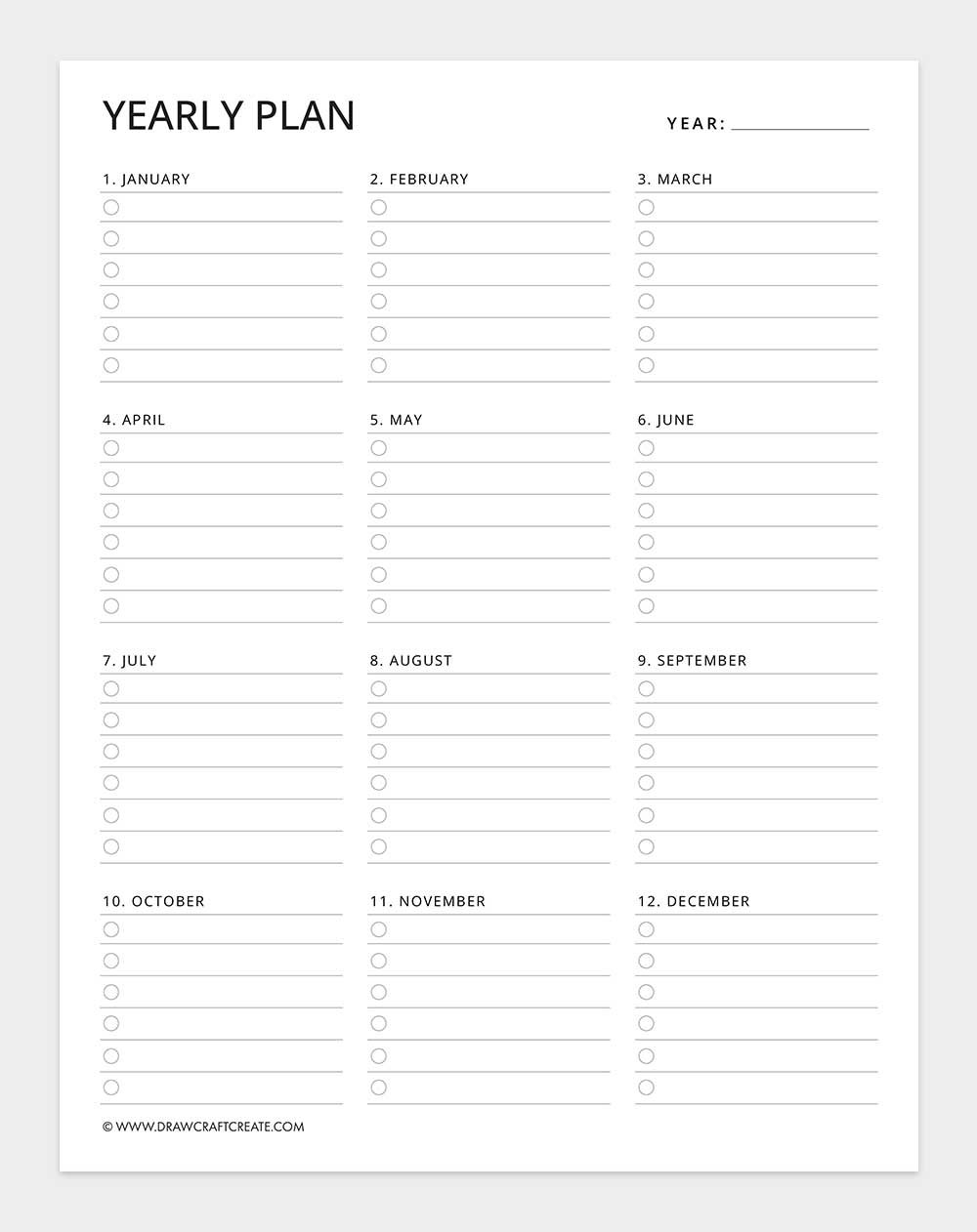 free printable yearly planner template