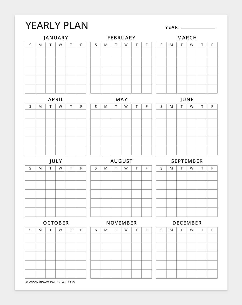 free printable yearly planner template