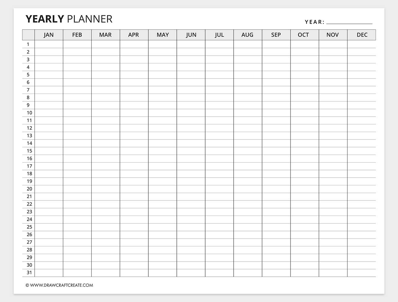 free printable yearly planner template