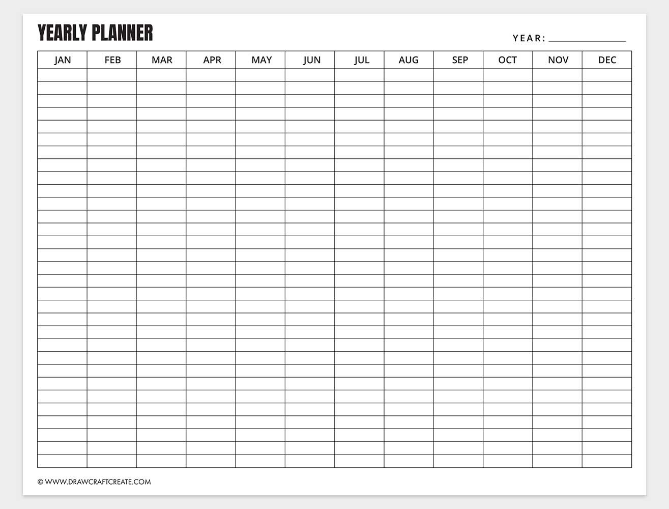 free printable yearly planner template