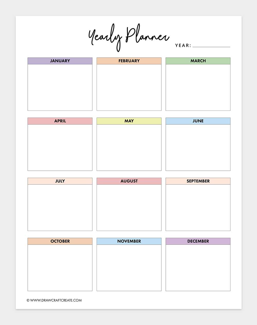 free printable yearly planner template