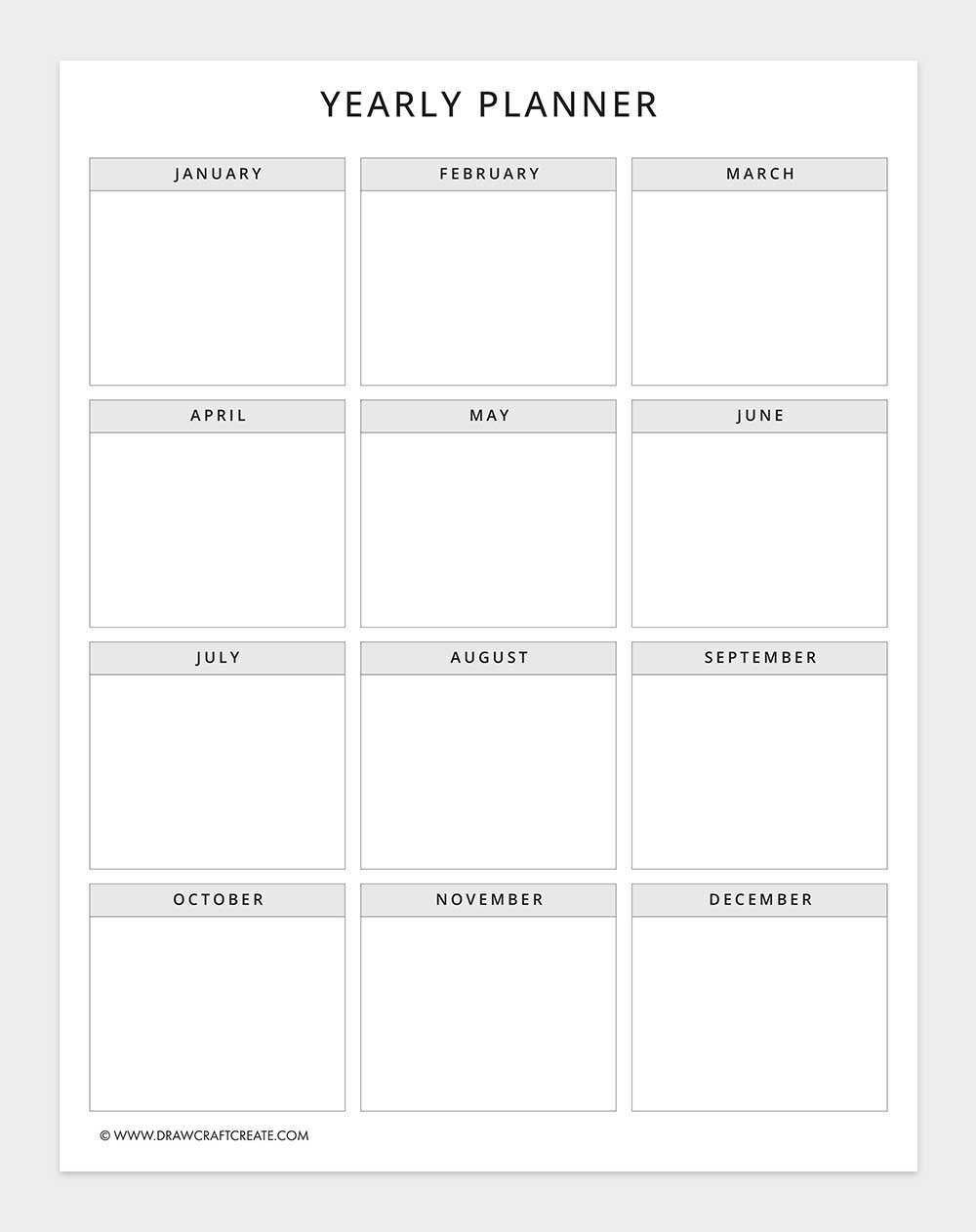 free printable yearly planner template