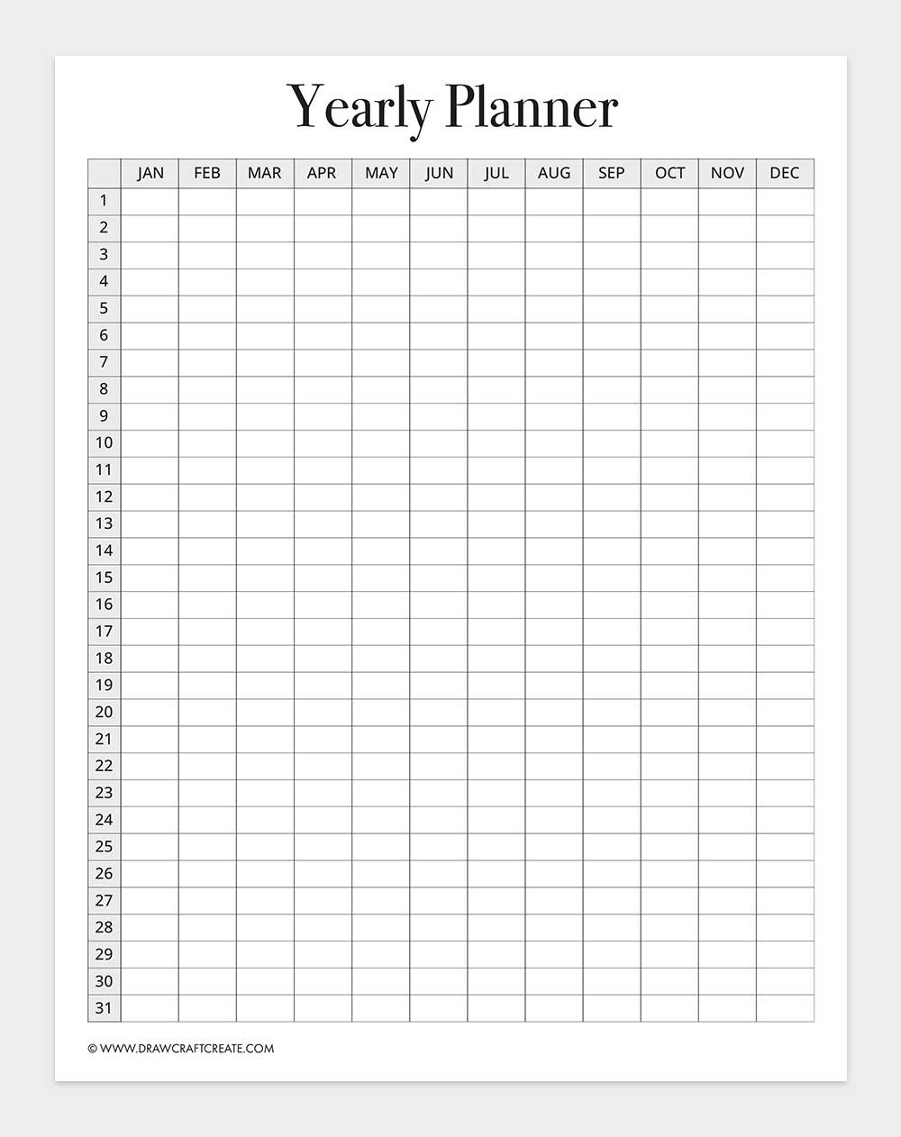 free printable yearly planner template