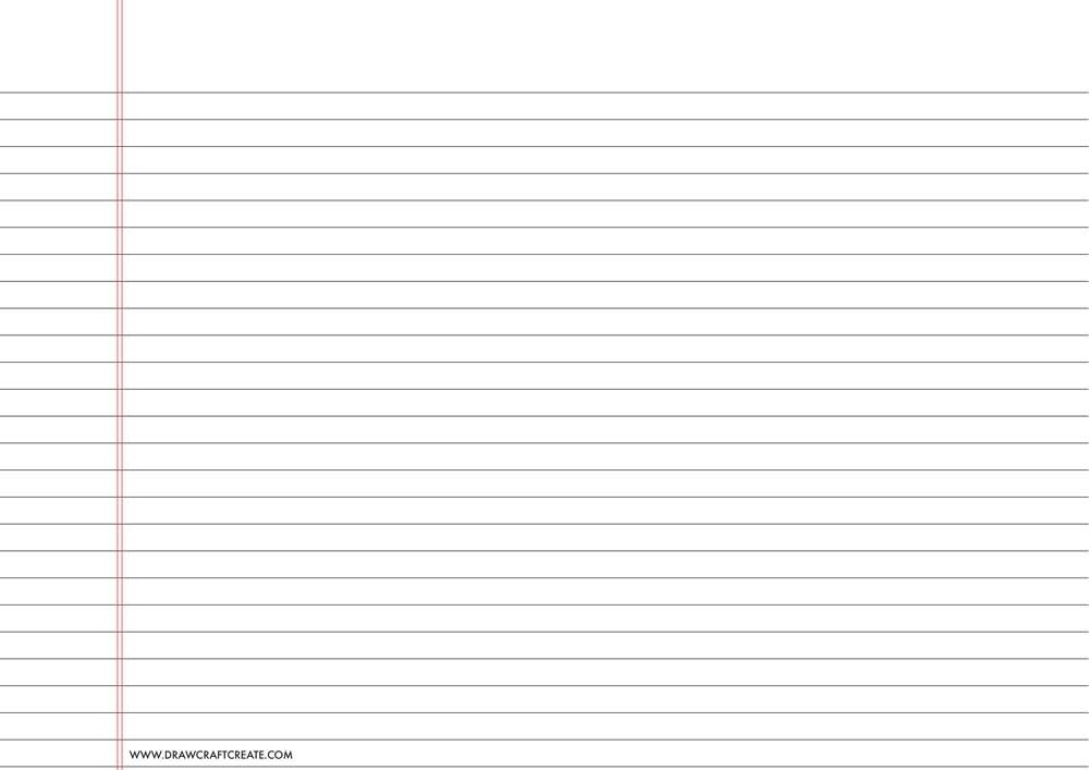 lined paper college ruled - a4 size - landscape - black color