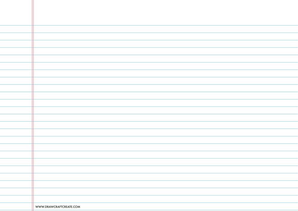 lined paper college ruled - a4 size - landscape - blue color