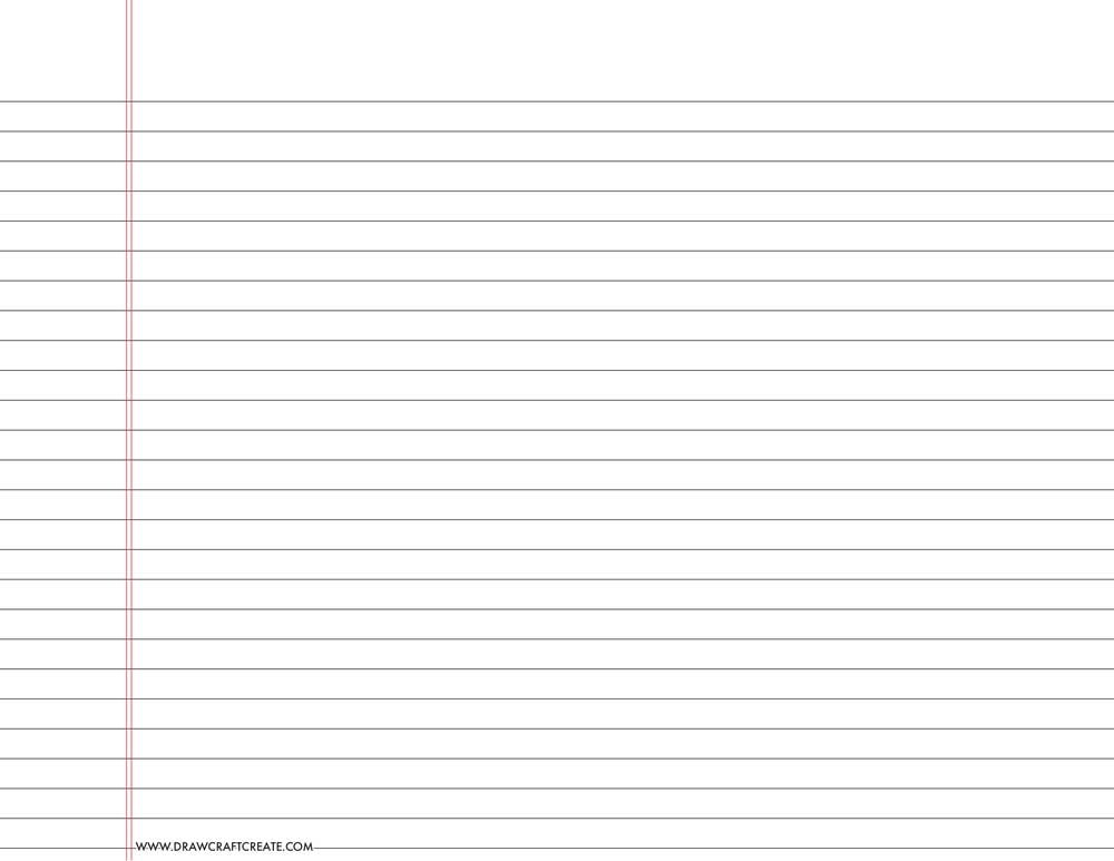 lined paper college ruled - letter size - landscape - black color