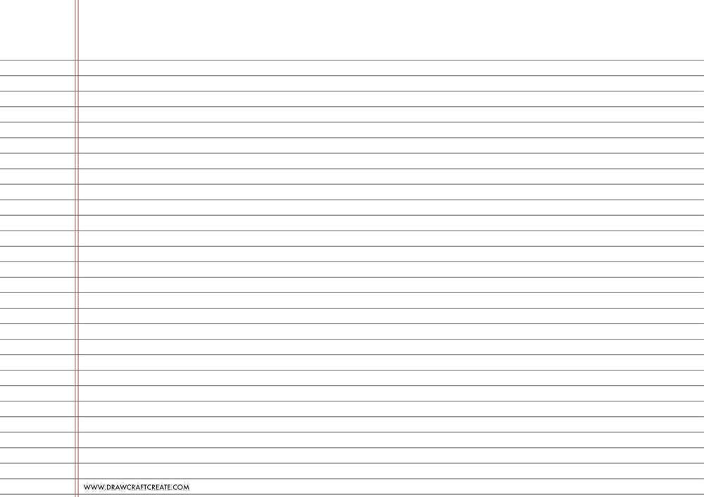 lined paper narrow ruled - a4 size - landscape - black color