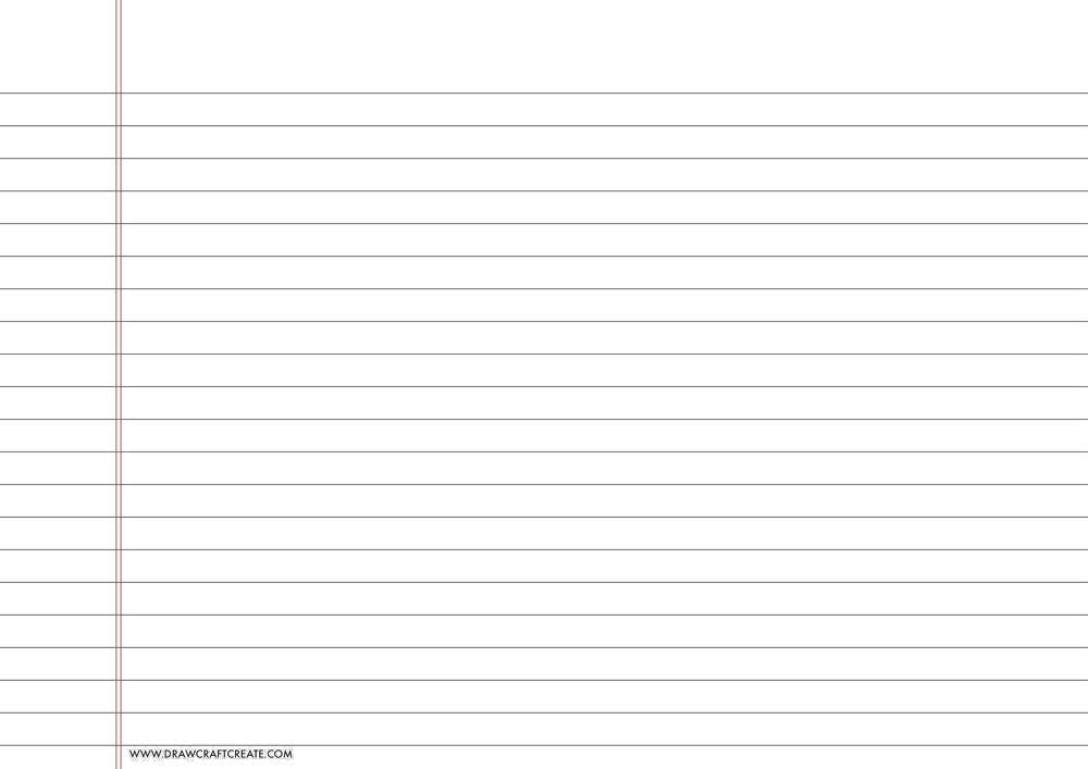 lined paper wide ruled - a4 size - landscape - black color