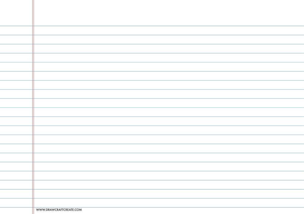 lined paper wide ruled - a4 size - landscape - blue color