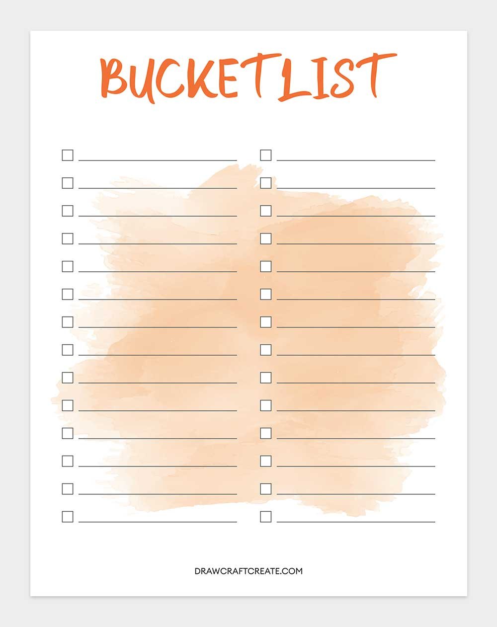 printable bucket list template
