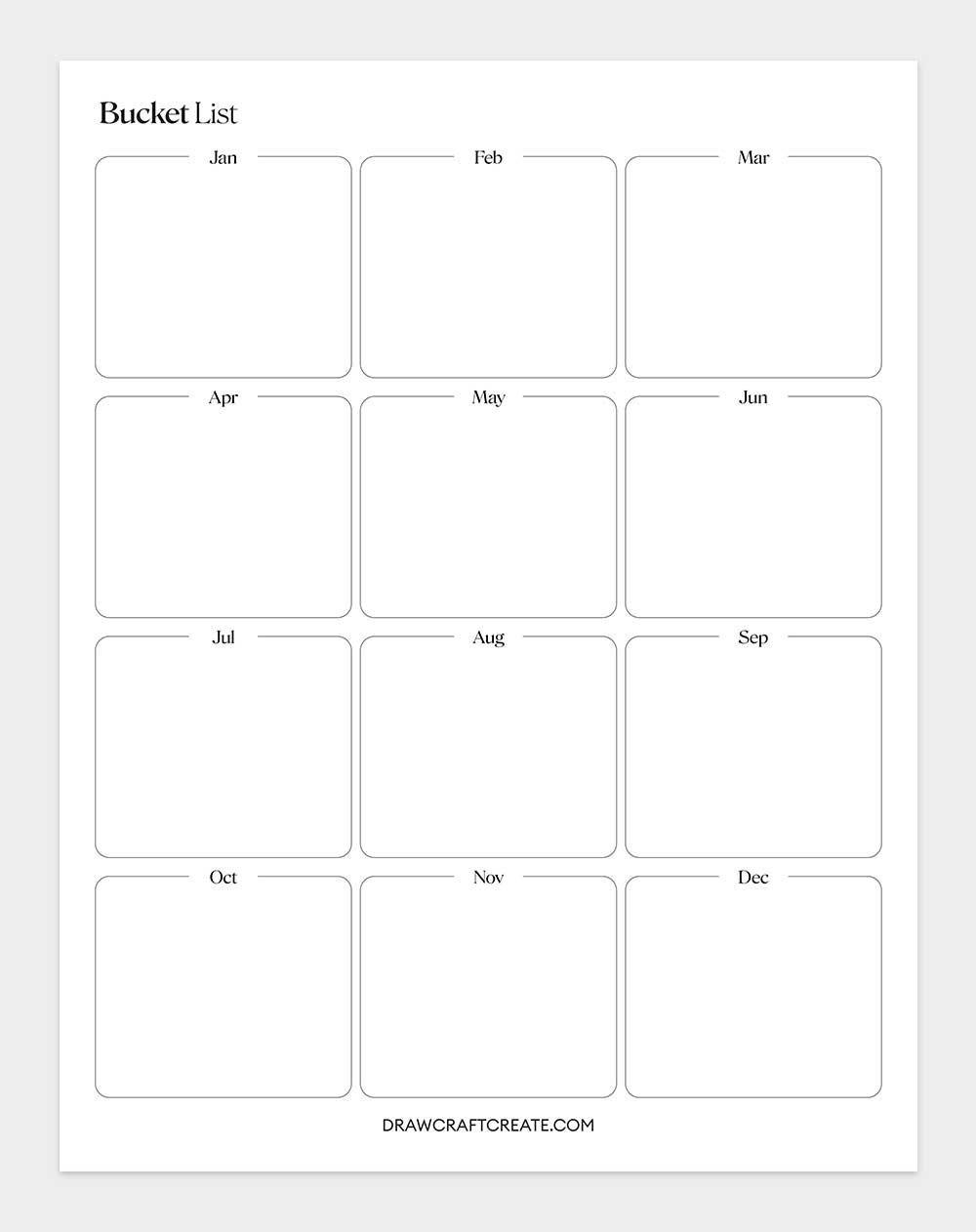 printable bucket list template