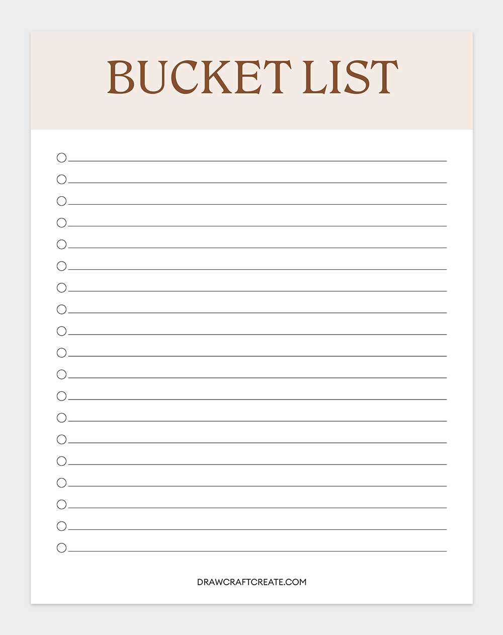 printable bucket list template