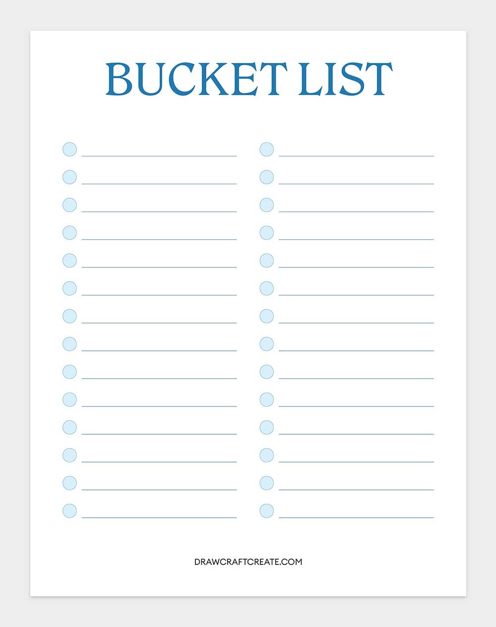 printable bucket list template