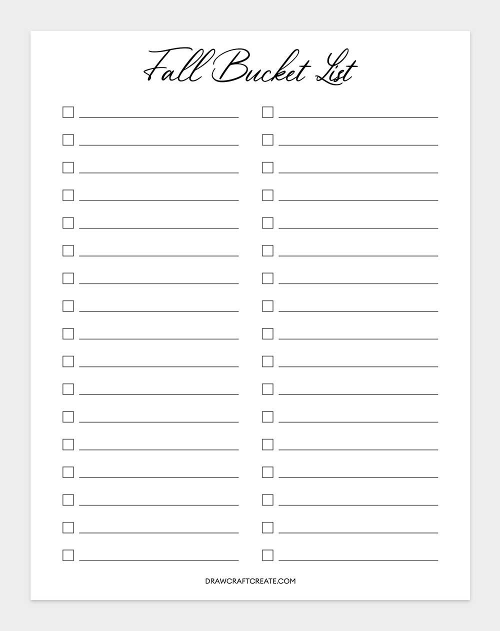 printable bucket list template