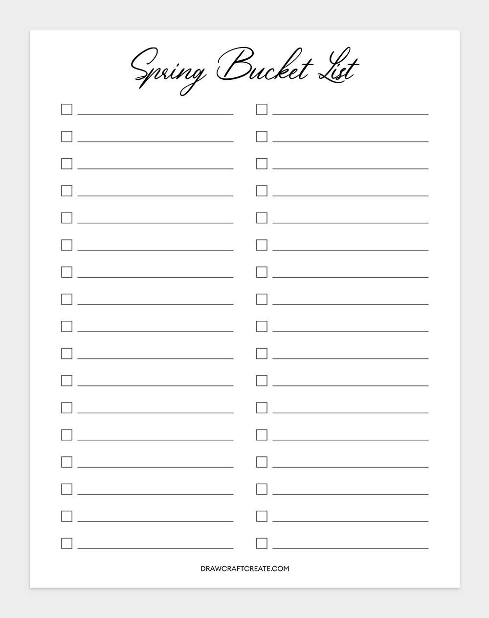 printable bucket list template