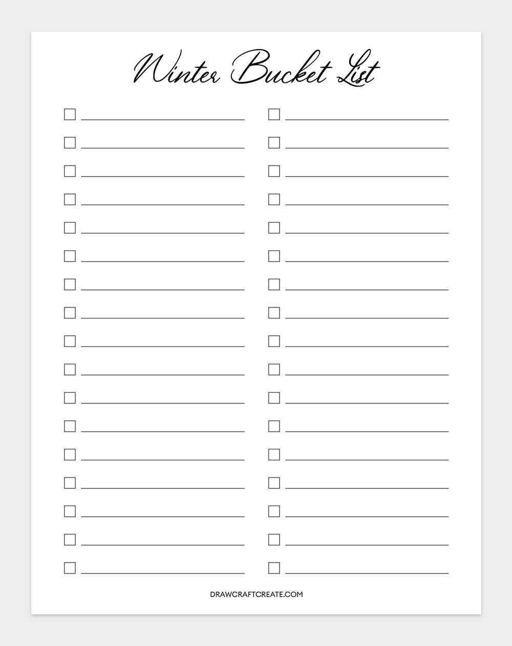 printable bucket list template