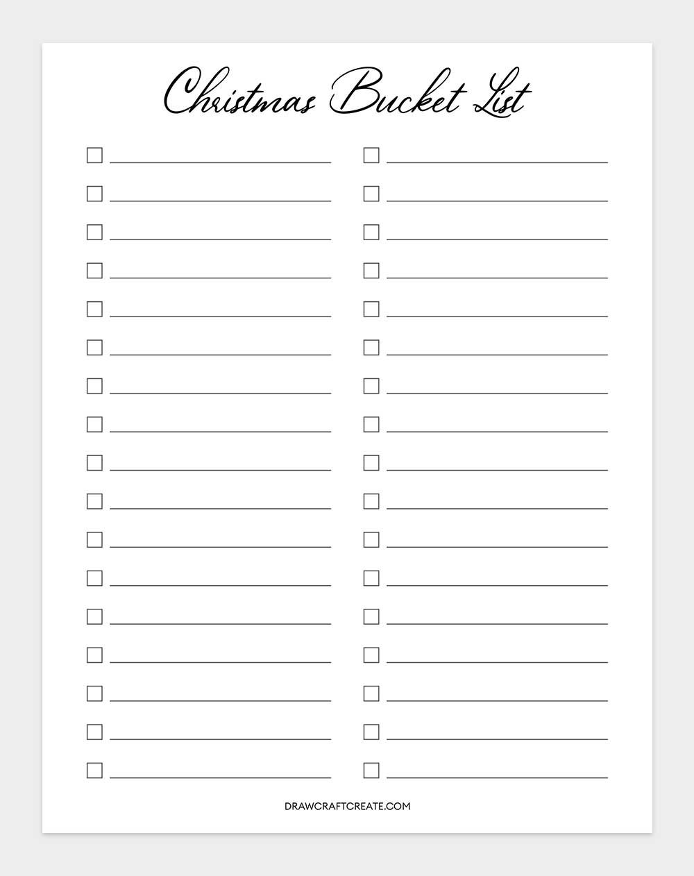 printable bucket list template