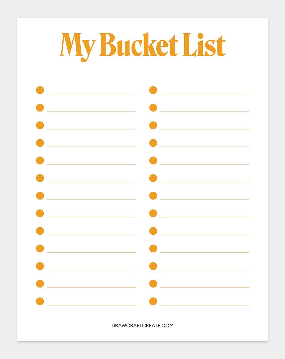 printable bucket list template