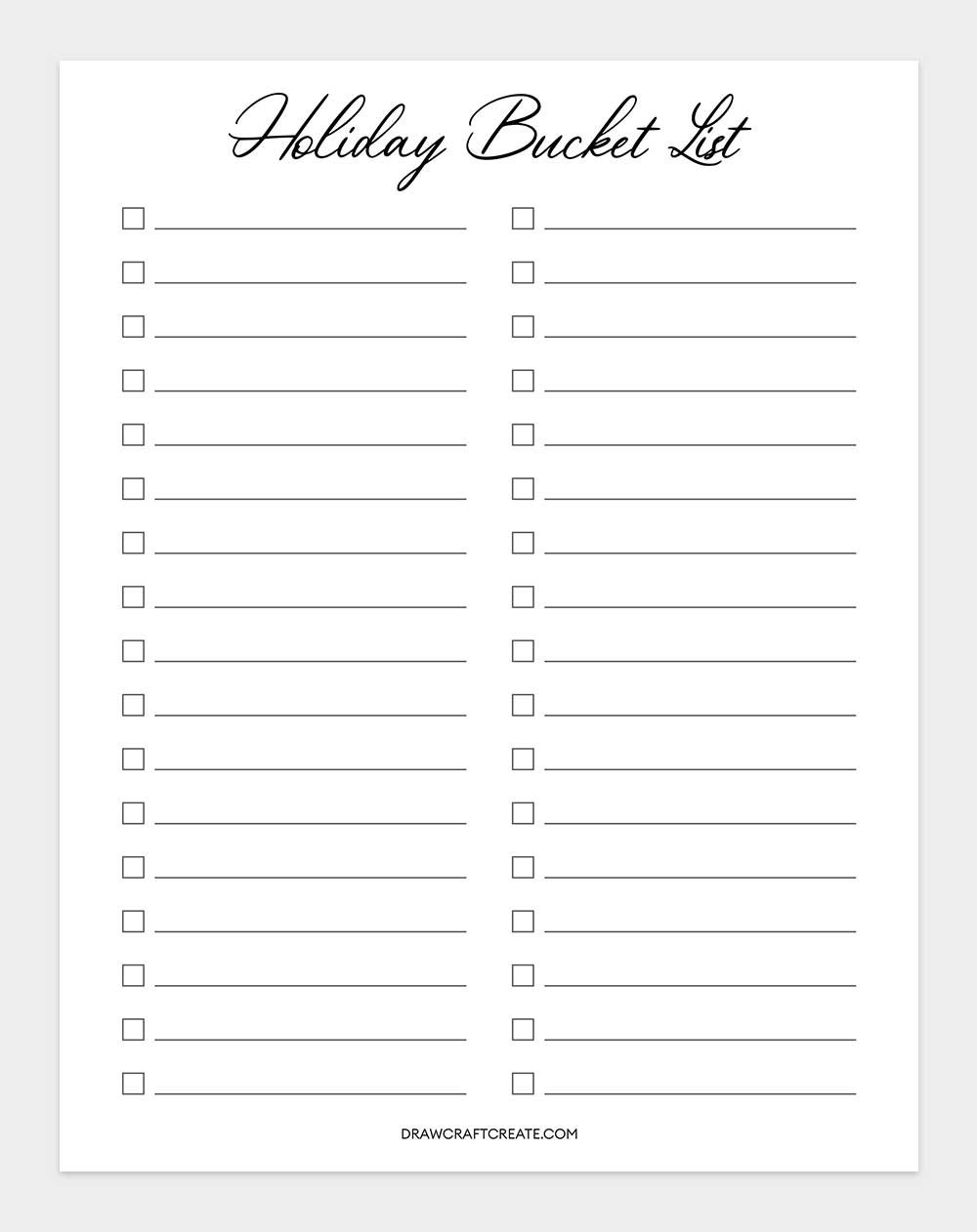 printable bucket list template