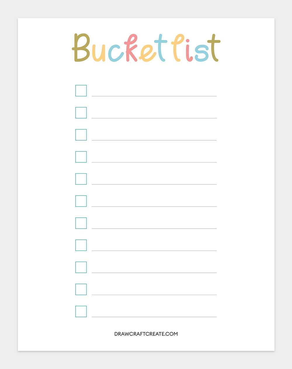 printable bucket list template