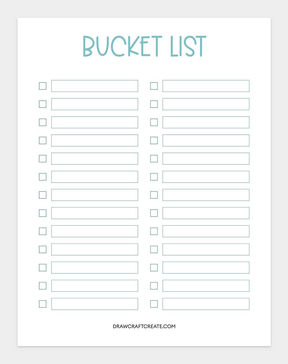 printable bucket list template