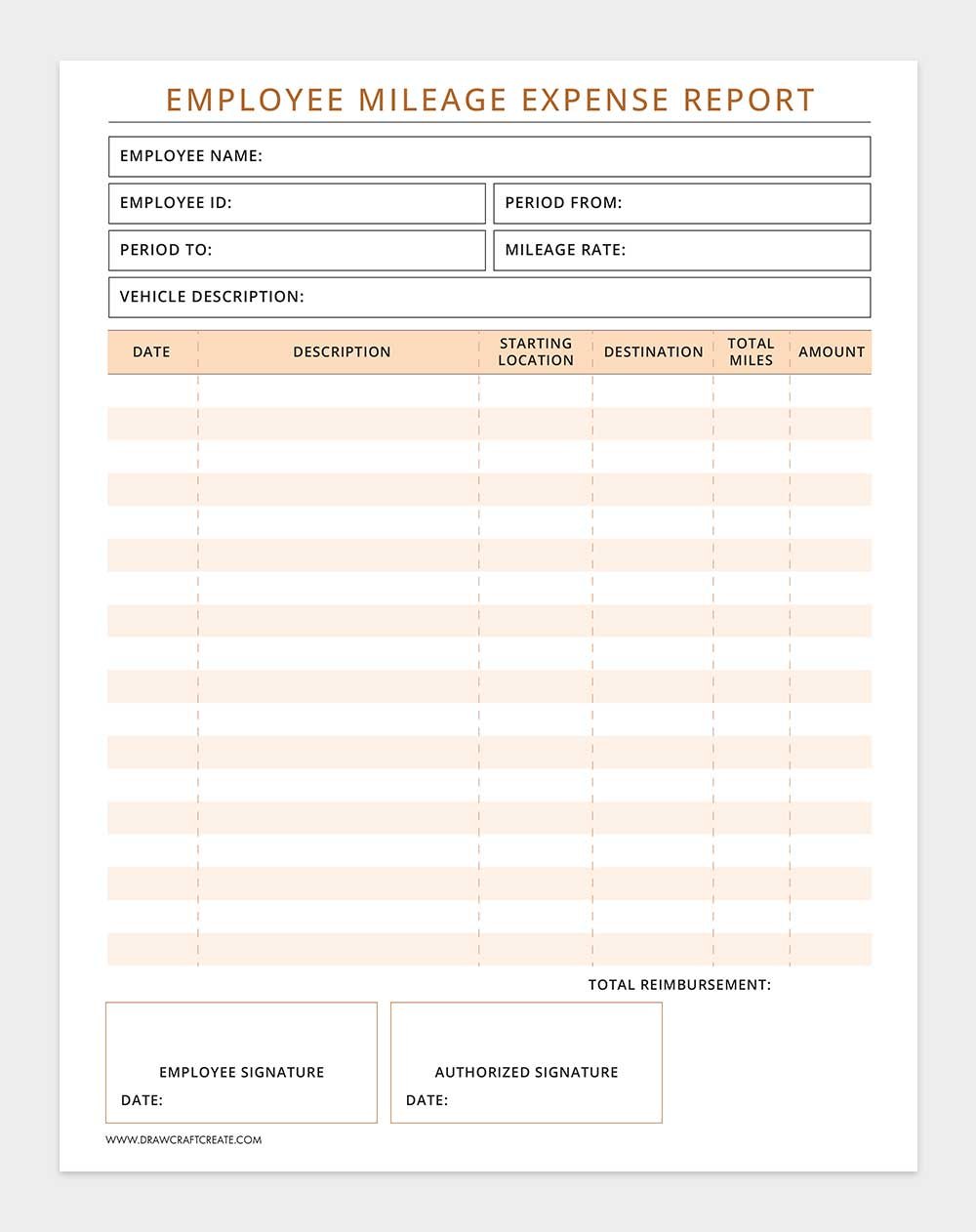 printable mileage expense template