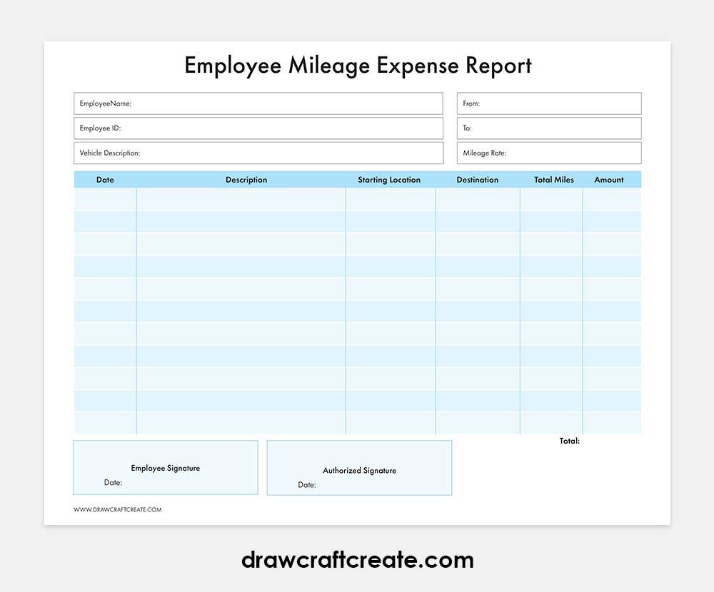 printable mileage expense template