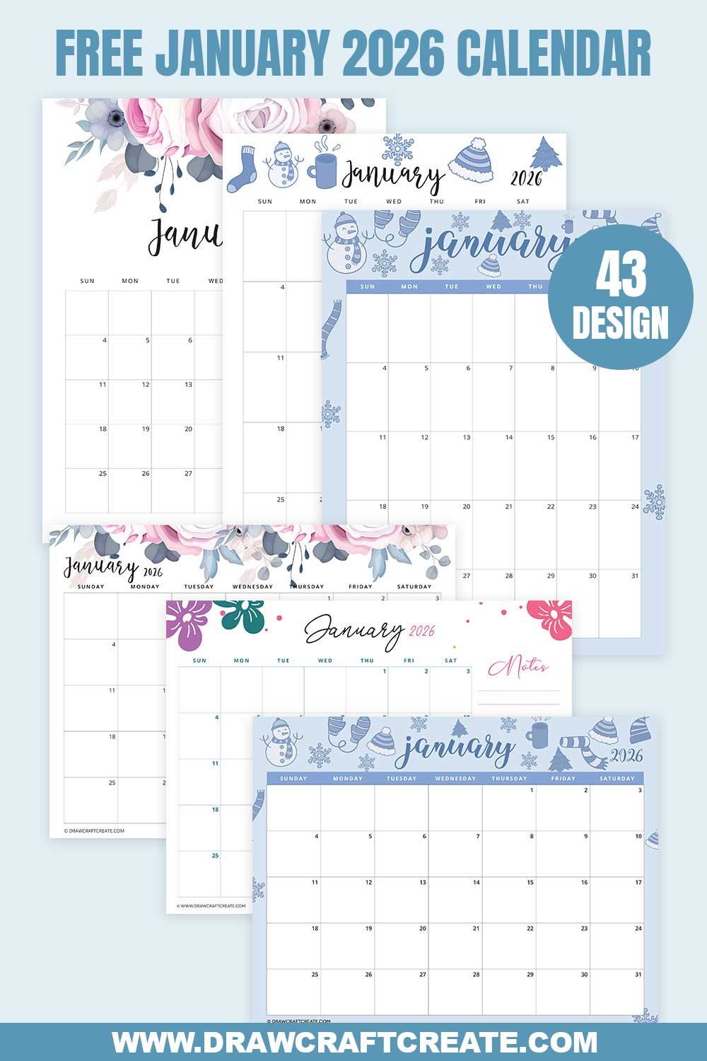 January 2026 Calendars