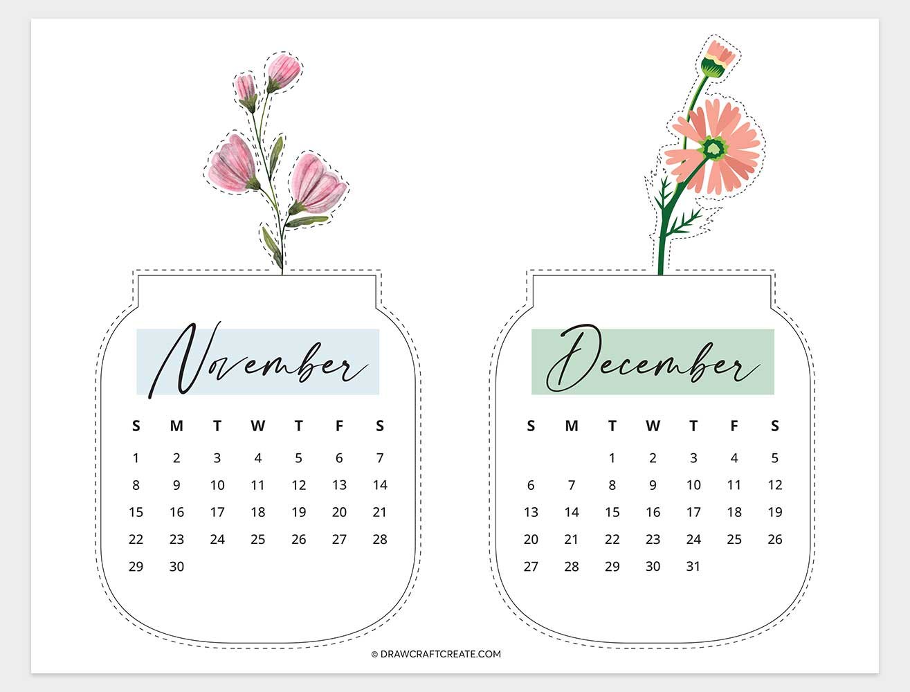 printable 2026 mini desk calendar