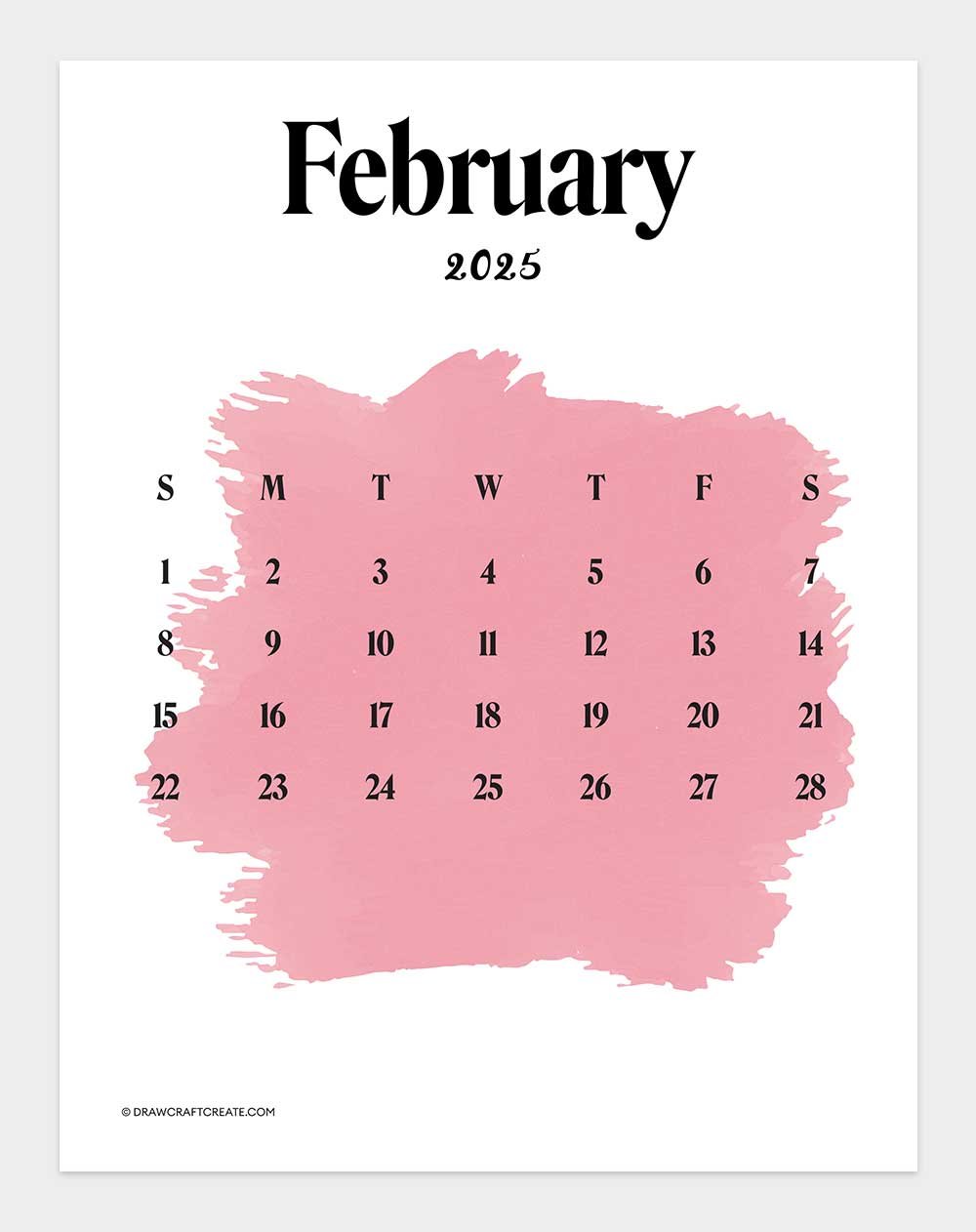 printable february 2026 calendar vertical