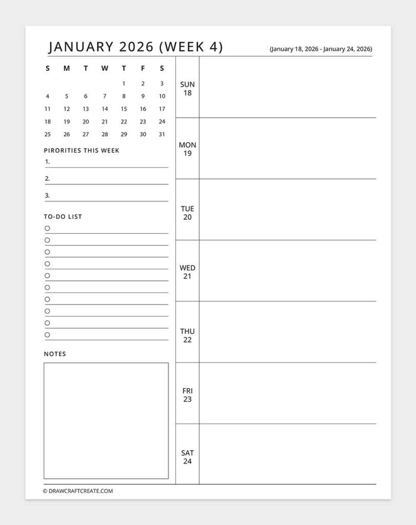 Free Printable January Planner (2026) - Draw Craft Create