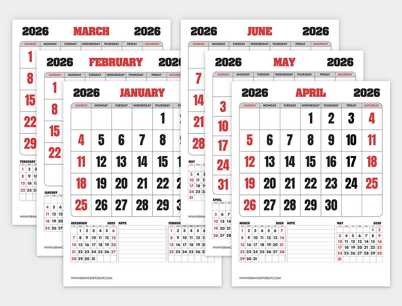 2026 vintage calendar vertical