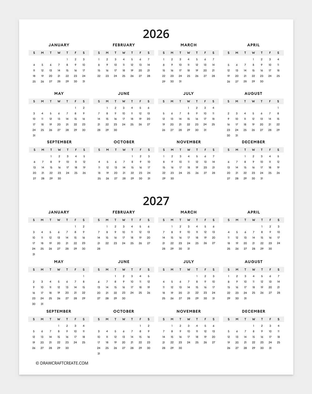 2026-2027 calendar