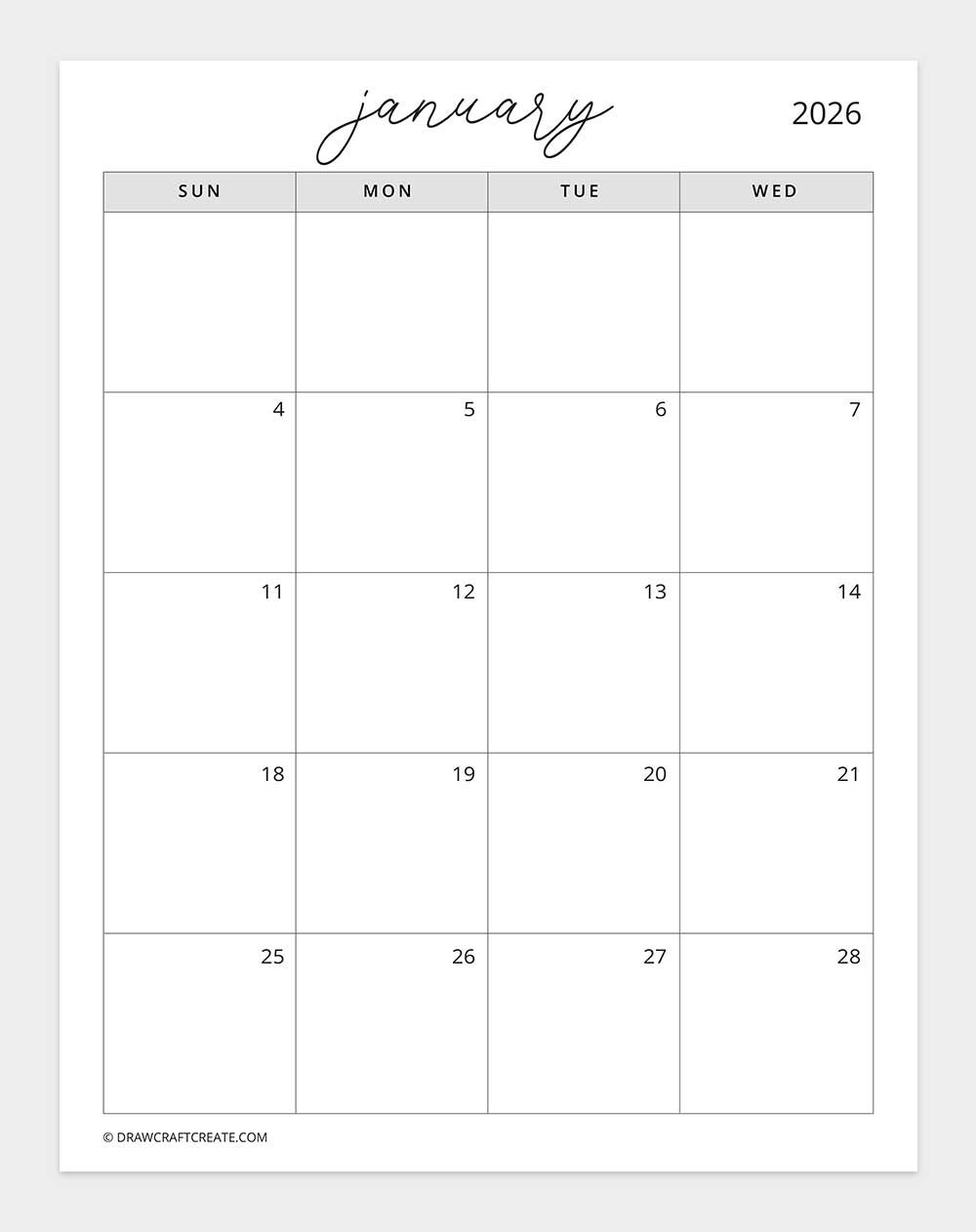january 2026 calendar planner