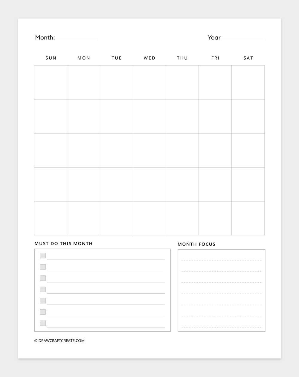 blank calendar template