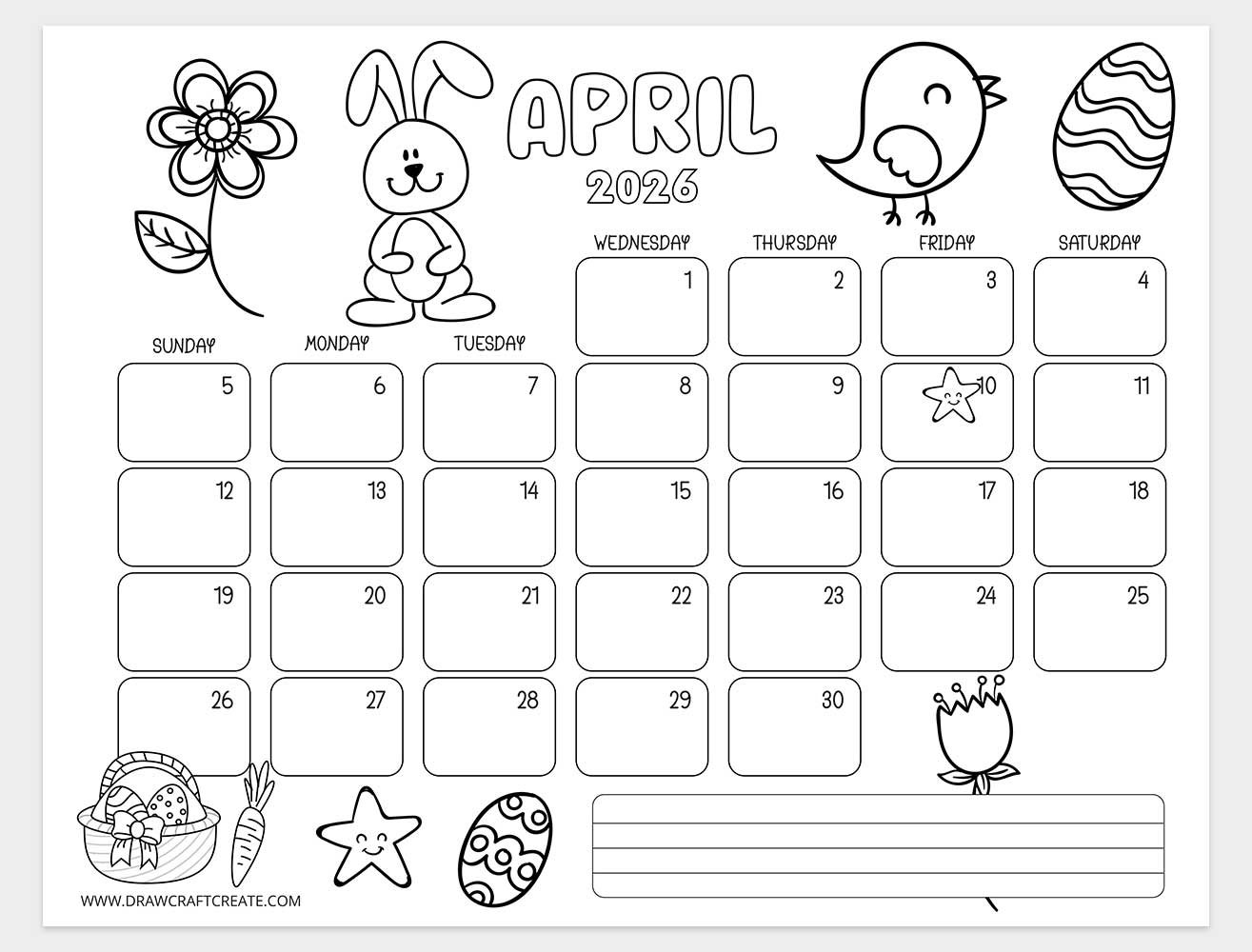 january 2026 kids coloring calendar